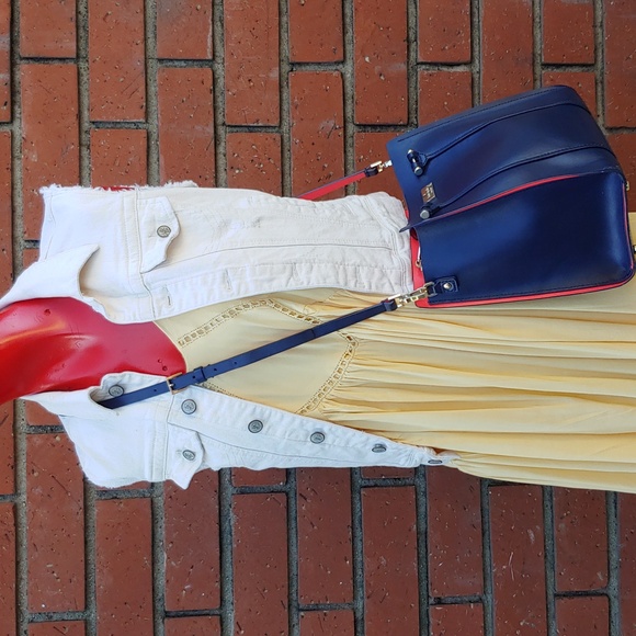 Kate Spade Navy Blue and Hot Pink Leather Arbour Hill Elodie Shoulder Tote - Picture 3 of 17